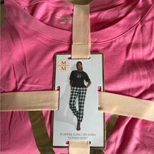 Victoria's Secret Pink Flannel Long Tee Pajama Set